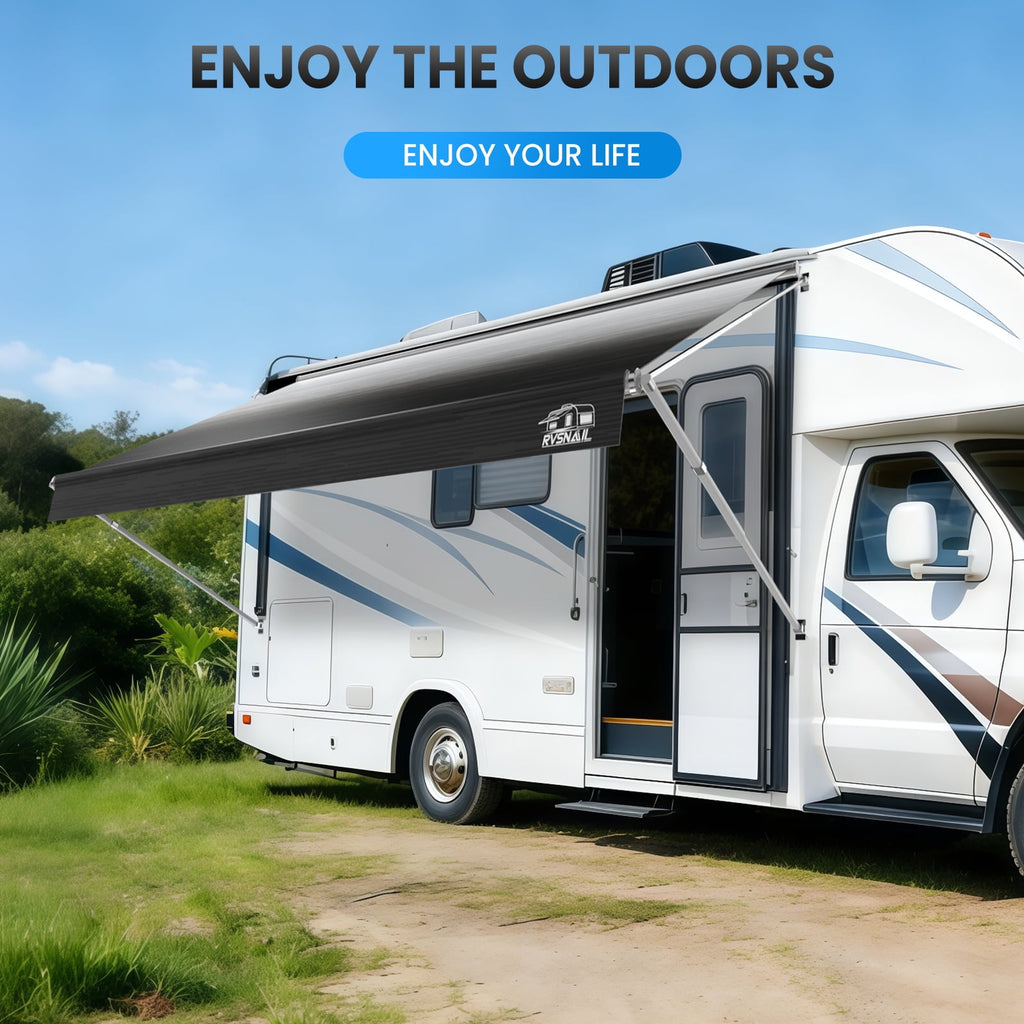 15FT RV Awning Fabric Replacement, Heavy-Duty Vinyl/PVC, Waterproof UV Resistant Universal Fit for RV Camper with Installation Manual