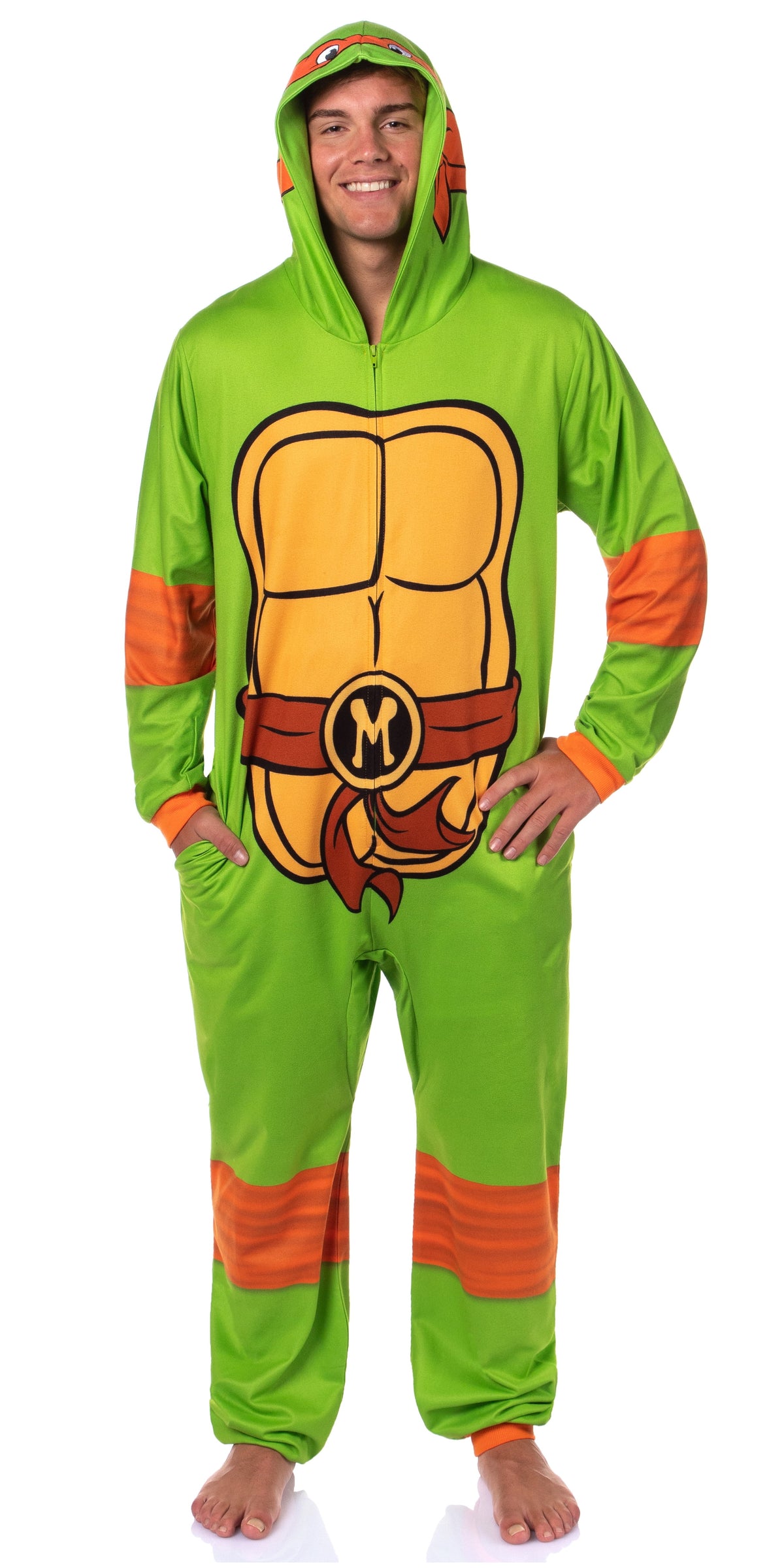 Teenage Mutant Ninja Turtles Mens' Adult Hooded Union Suit TMNT Character 1PC Costume Sleep Pajama Lounge