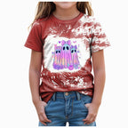 CAUYDY Halloween Ghouls Ghost Retro Girl Kids T-Shirt Graphic Tshirt Little Kids Fall Short Sleeve Tee Tops(Orange, 8-9 Y)