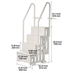 KFFKFF 4-Step Above Ground Pool Ladder, Anti-Slip Pool Steps with Dual Handrails, Supports 400 lbs, Fits 48-54" Inground & Above-Ground Pools, Creamy