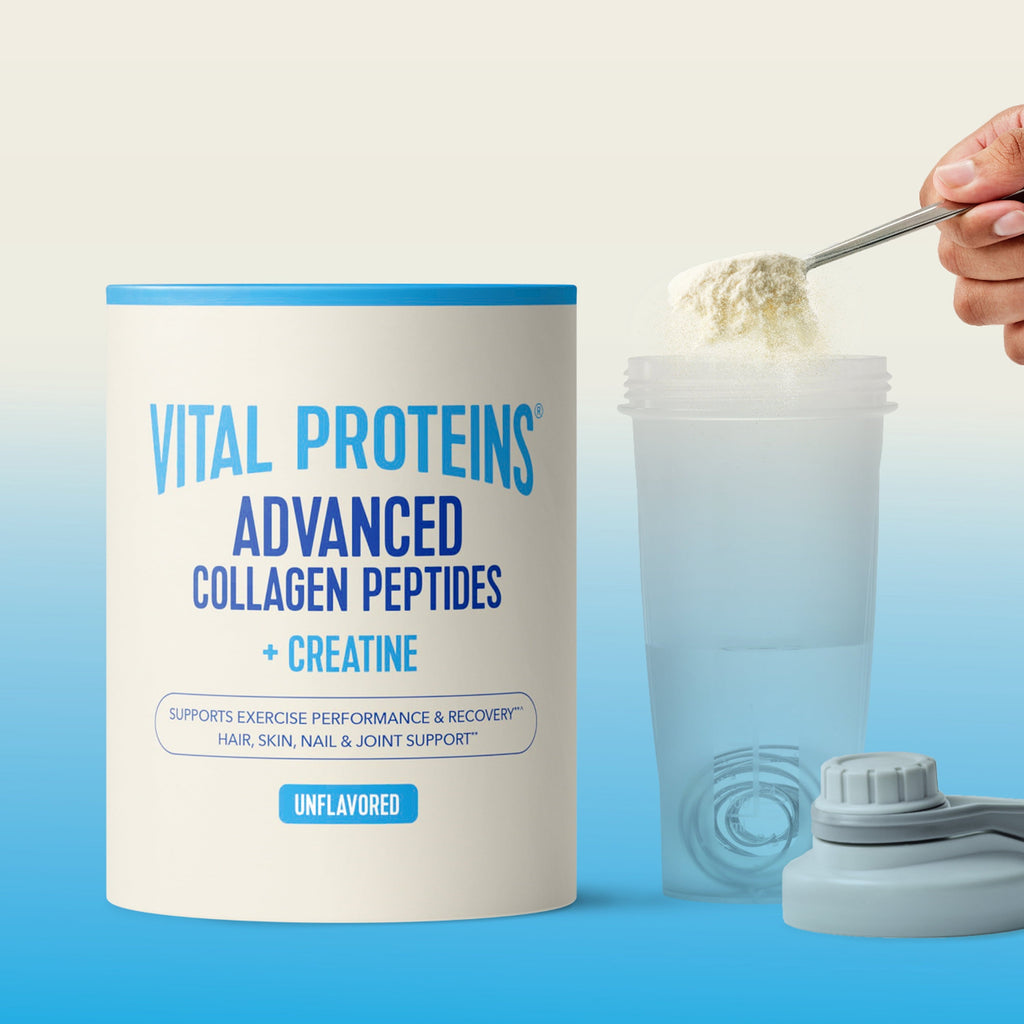 4 pack) Vital Proteins Advanced Collagen Peptides Plus Creatine Monohydrate Powder, Supports Exercise Performance & Recovery, Unflavored, 10.1 oz