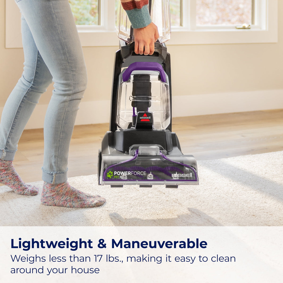 BISSELL PowerForce Pet XL Upright Deep Cleaner, for Carpet and Upholstery, 10" Clean Path, Above Floor Cleaning, Large Clean Tank, Lightweight, 3748