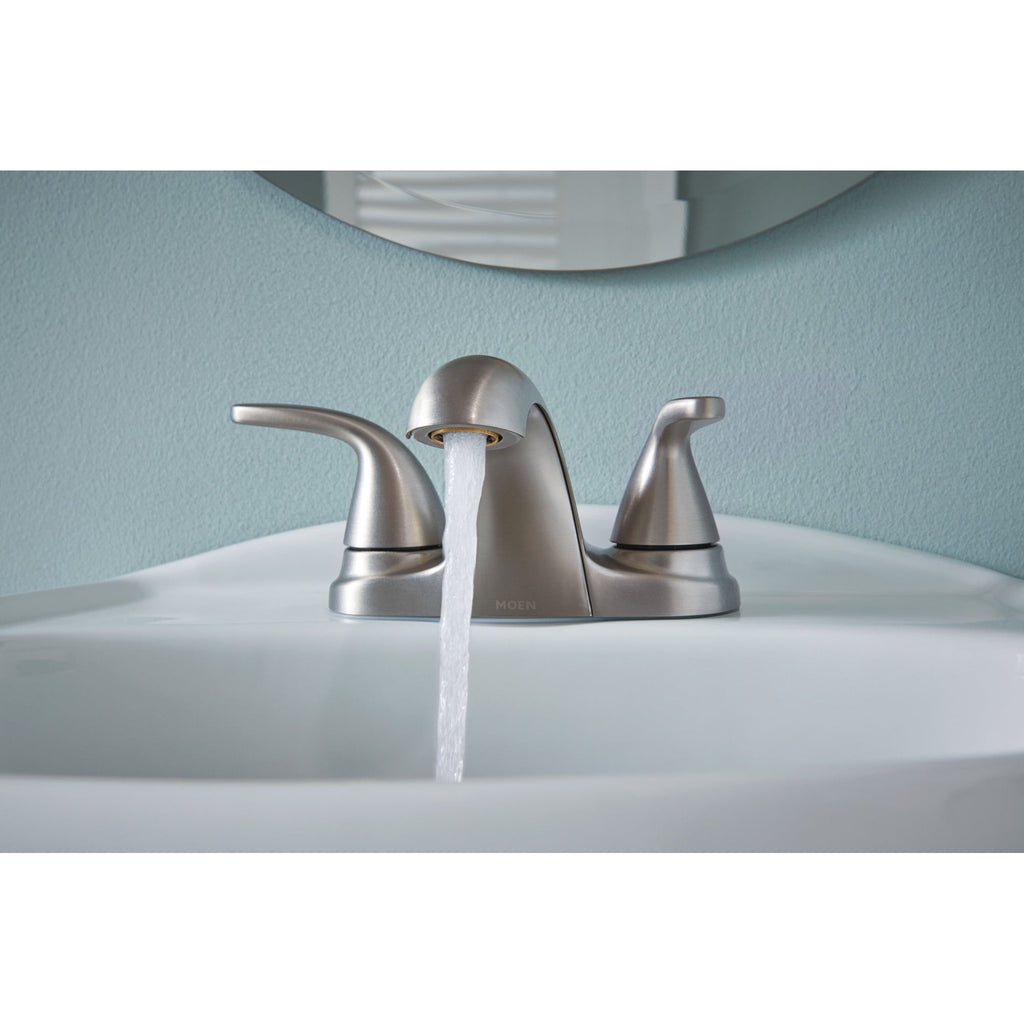 Moen Adler Two-Handle 4" Centerset Spot Resist Brushed Nickel Bathroom Faucet