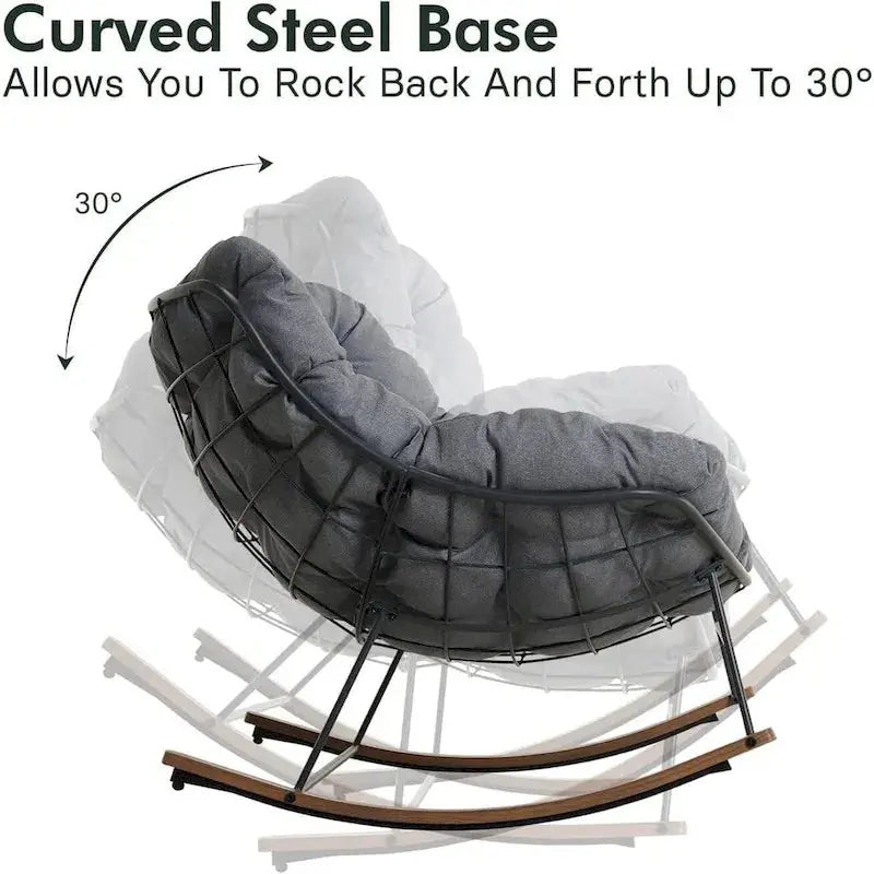Oversized Indoor/Outdoor Rocking Egg Chair With Cushioned Upholstery
