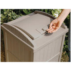 Suncast Trash Hideaway Outdoor Patio Trash Can Bin, 33 Gallon, 1 Java and 1 Taupe