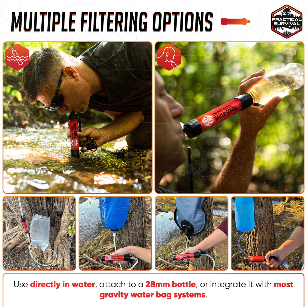 Personal Water Filter Straw, 5-Pack (Family)- Portable Water Filter for Camping, Hiking, Travel, Backpacking, Fishing, Biking, Survival & Emergency