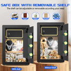RYCUZO 5.0 Cuft Large Safe Box, Security Home Safe with Interior Safe Lock Box, Fireproof Waterproof Document Bag, Electronic Keypad Digital Lock