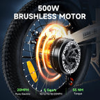 isinwheel Electric Bike Adult 500W 20 MPH 45+ Mile Range 20 inch Folding - U5-W