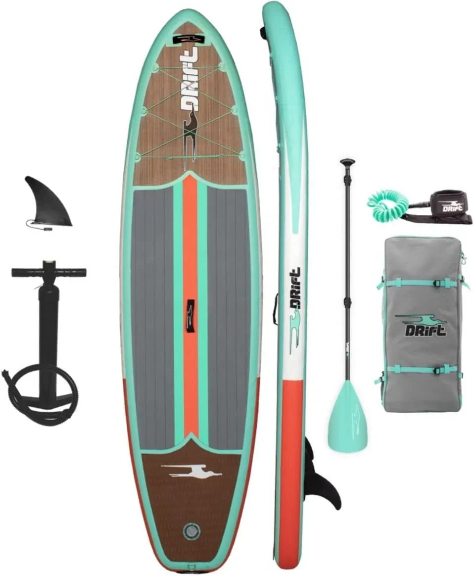 Drift Aero Inflatable Stand Up Paddle Board With Accessories, Classic Woodgrain, Adult, 10'8"