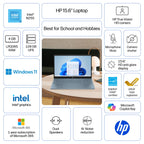 HP 15.6 inch HD Windows Laptop Intel Processor N250 4GB 128GB UFS Moonlight Blue