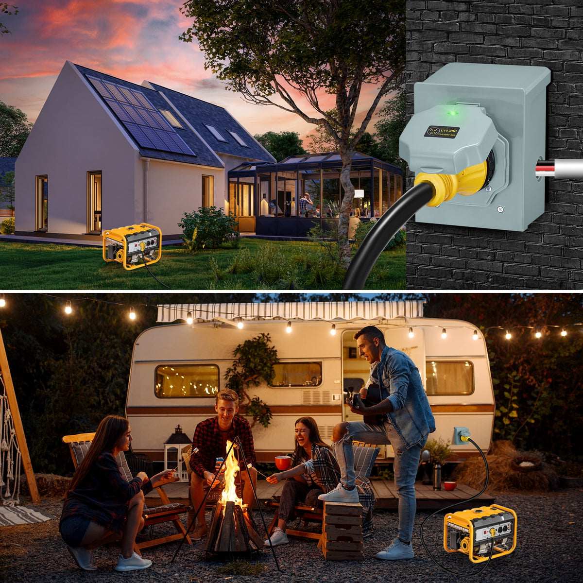 SPEEDWOW 20 FT 30 Amp RV Extension Cord, 125/250V Heavy Duty Extension Cord with Generator Inlet Box, SJTW 4X10AWG ETL Listed, NEMAL14-30P to 14-30R