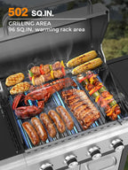 COWSAR 4-Burner Propane Gas Grill With Stainless Steel Burners, 44,000 BTU - 50.79in D x 21.65in W x 46.06in H