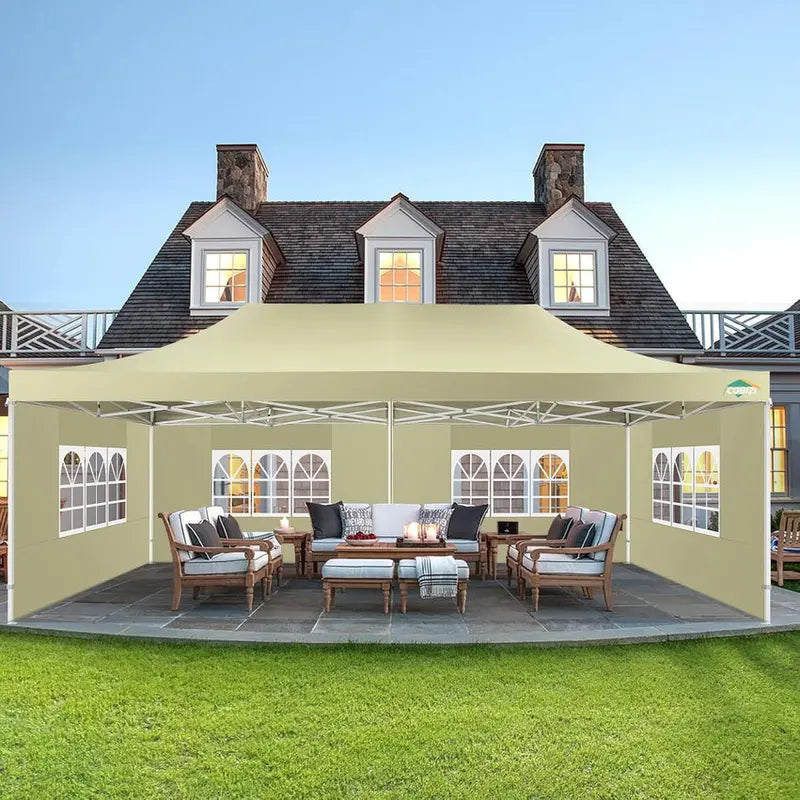 COBIZI 10x20 ft Commercial Pop-Up Canopy Tent With 6 Sidewalls And Roller Bag