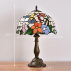 Tiffany Style Stained Glass Hummingbird Table Lamp 12in Shade, 18in Tall