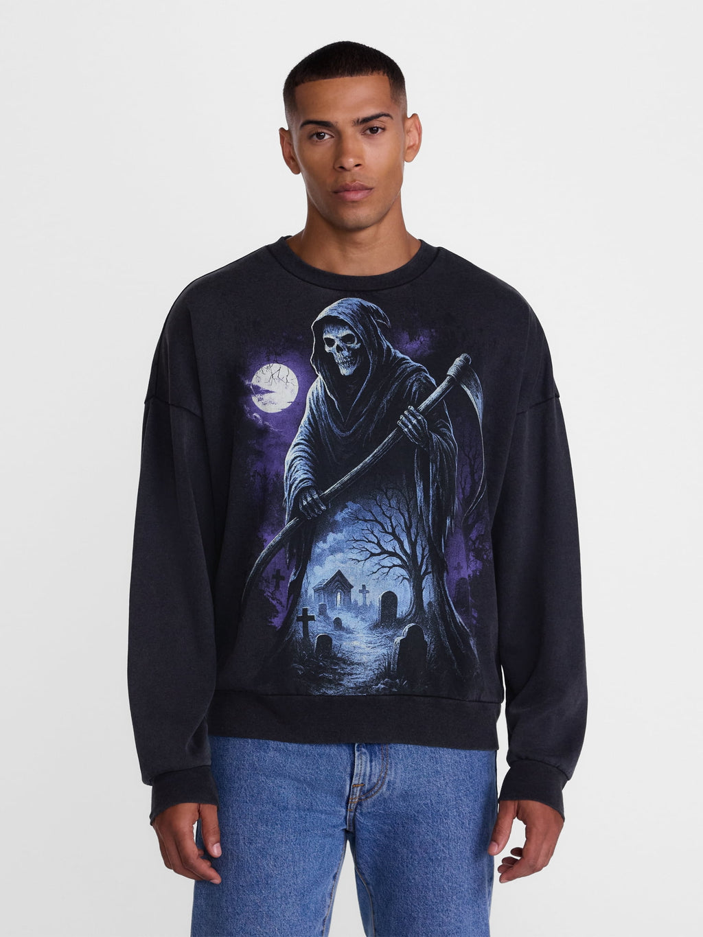 Men's Halloween Back Breaker Graphic Long Sleeve Sweatshirt from Way to Celebrate, Sizes XS-5XB
