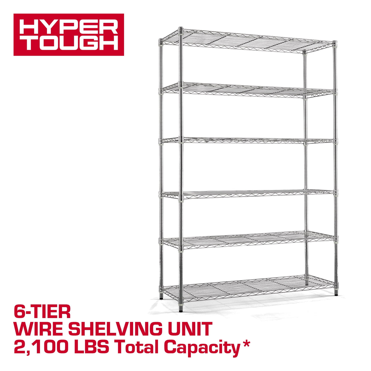 Hyper Tough 6-Tier Wire Shelving Unit, Chrome, Heavy-Duty Storage