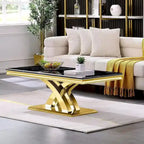 Rectangular Coffee Table, 48-Inch X-Base With Pedestal Support