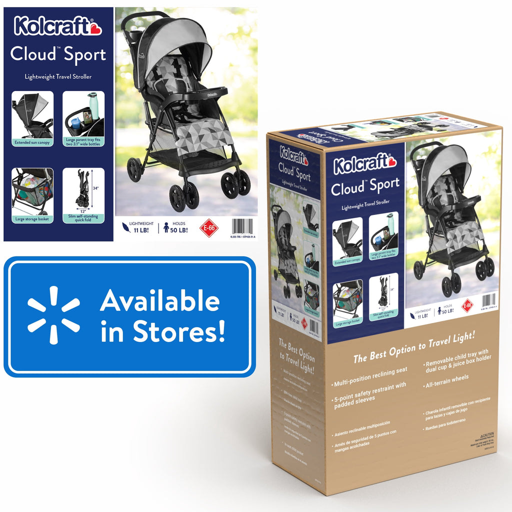 Kolcraft Cloud Sport Lightweight Stroller for Toddlers and Babies, Gray/Black