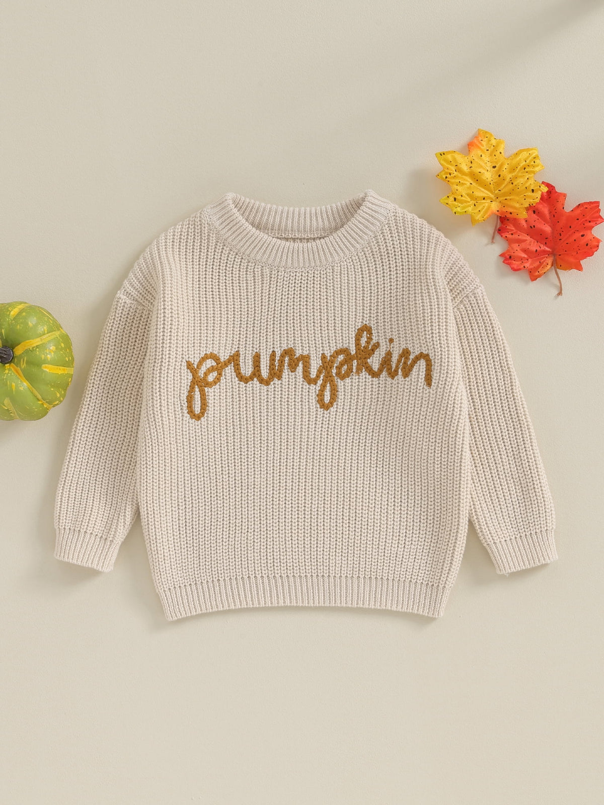Loicainy Toddler Baby Boy Girl Halloween Knit Sweater 3 6 9 12 18 24 Months 2T 3T Long Sleeve Crewneck Letter Embroidery Pullover Autumn Winter Knitwear