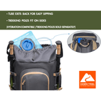Ozark Trail Adult 60L Hiking Backpack, 420D Hexagon/600D Polyester, Tan and Gray