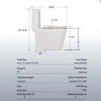 Alvantor One-Piece Toilet, 1.1/1.6 GPF Powerful Dual Flush Elongated Toilet, Soft Closing Seat White