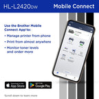 Brother HL-L2420DW Wireless Compact Monochrome Laser Printer with Duplex, Mobile Printing