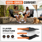 KingCamp Padded Camping Chairs for Adults, Oversized Folding Camping Chair, Heavy Duty Folding Round Camping Chair, Black Dark Grey