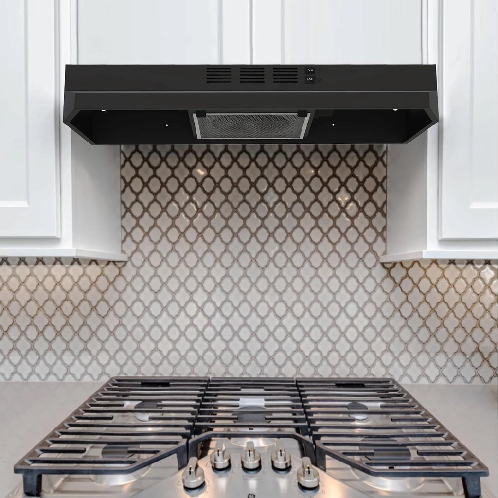 SNDOAS 30 inch Under Cabinet Range Hood Kitchen Cooking Vent 230CFM with Led Light Convertible,Black