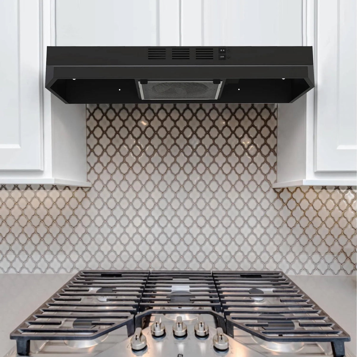 SNDOAS 30 inch Under Cabinet Range Hood Kitchen Cooking Vent 230CFM with Led Light Convertible,Black