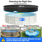 SHELTUSE 26Ft Round Pool Cover with Ratchet Tie Downs, 420D Heavy Duty Swimming Pool Cover for Above Ground Pools PU Tarp Snug Fit for UV Protected