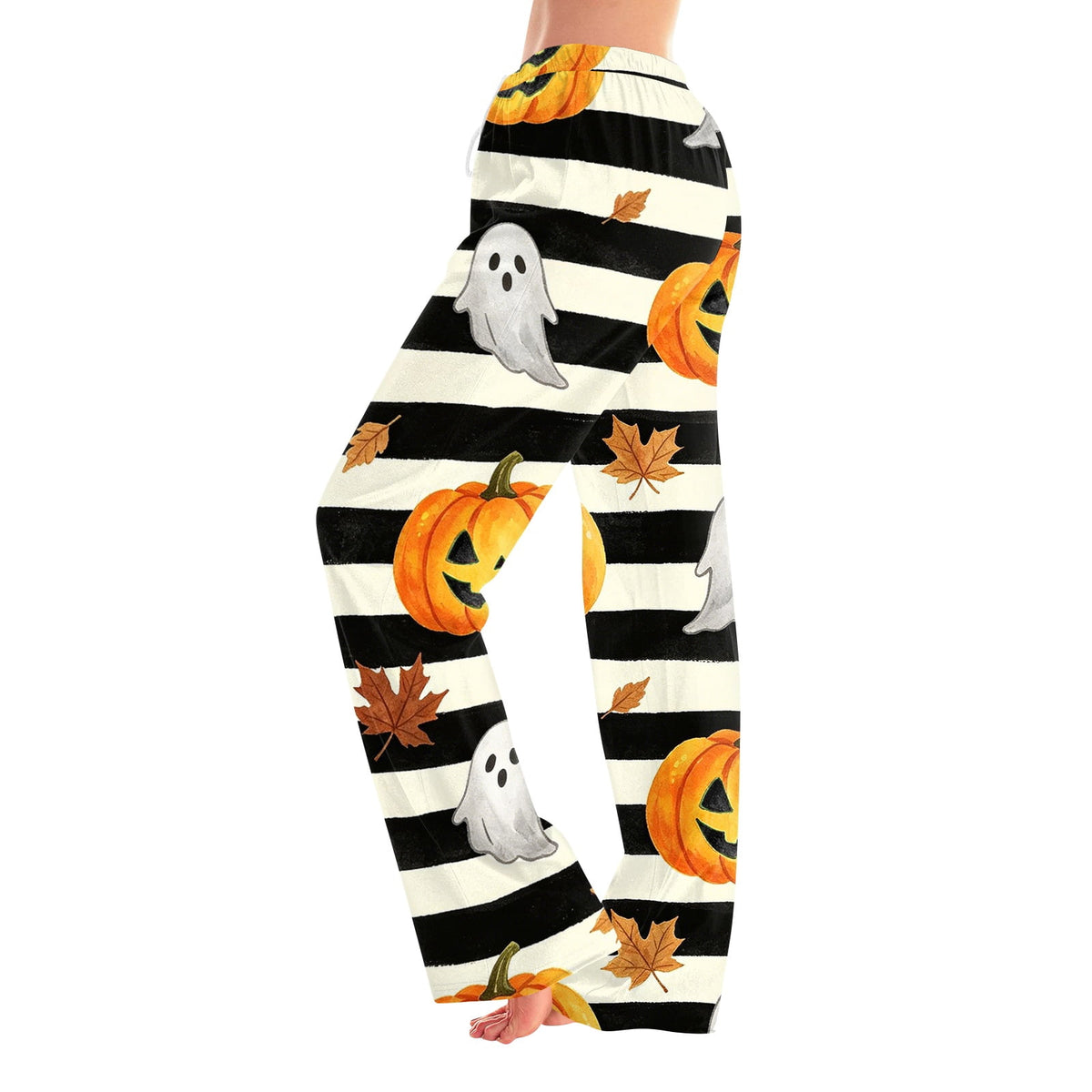 Fabrcox Halloween Womans Pajama Pants Ghost Pumpkin Candy Sleep Pants Women Fall Winter Festival Soft Lounge Pants for Women Khaki S