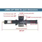 Set 4 LIBRA Premium 24" 6,000 lb RV Trailer Stabilizer Leveling Scissor Jacks w/Dual Power Drill Sockets & Mounting Hardware Kit