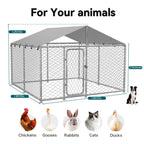 YOKWOK Outdoor Dog Kennel With Roof, 7.5X7.5ft, Silver - Outdoor Dog Crate