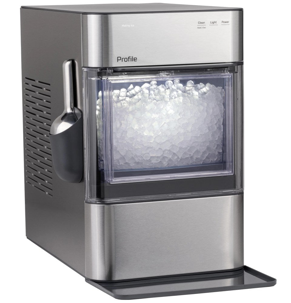 GE Profile Opal 2.0 Ultra Nugget Ice Maker With Scale Inhibiting Filter, Scoop, 38 lbs In 24 Hours, WiFi - Stainless Steel