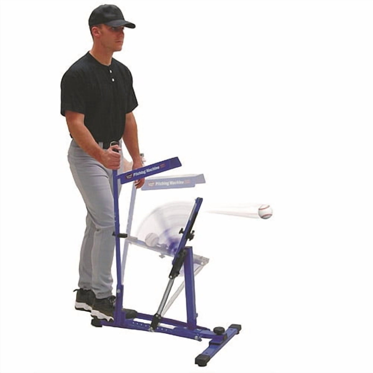 Louisville Slugger Blue Flame Pitching Machine – Manual Baseball & Softball Trainer, Throws Up to 60 MPH, Youth & Adult Practice Tool