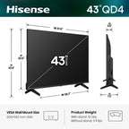 Hisense 43" Class QD40R Series Hi-QLED FHD Smart Roku TV (43QD40R, 2026 Model) - Hi - QLED Color, Dolby Audio, Full Array LED, Slim Bezel Design