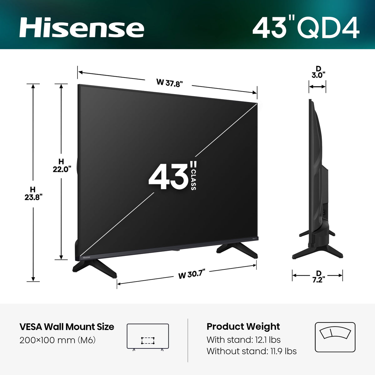 Hisense 43" Class QD40R Series Hi-QLED FHD Smart Roku TV (43QD40R, 2026 Model) - Hi - QLED Color, Dolby Audio, Full Array LED, Slim Bezel Design