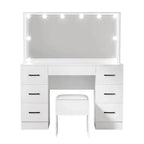 Artiss Dressing Table Set, 7 Drawers, LED Mirror, Stool, 10 Bulbs, White - Debbie