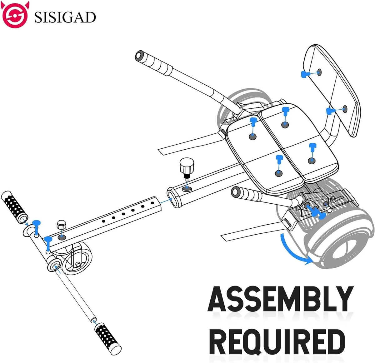 SISIGAD Electric Hoverboard And Kart Combo With 6.5 Inch Wheels And LED Lights
