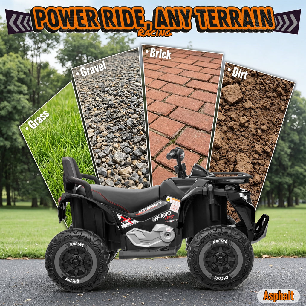 Joyracer ATV for Kids, 24 Volt Ride on Toys, 800W 4 Wheeler with 2 XL Seater, EVA Tires Power Car Wheels with Remote, Knee Pad, Music, Bluetooth, USB