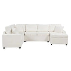 Modular Sectional Sofa Bed With Pull-Out Sleeper, Storage Ottoman, 112.2D x 86.2W x 35.8H