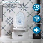 Alvantor One-Piece Toilet, 1.1/1.6 GPF Powerful Dual Flush Elongated Toilet, Soft Closing Seat White