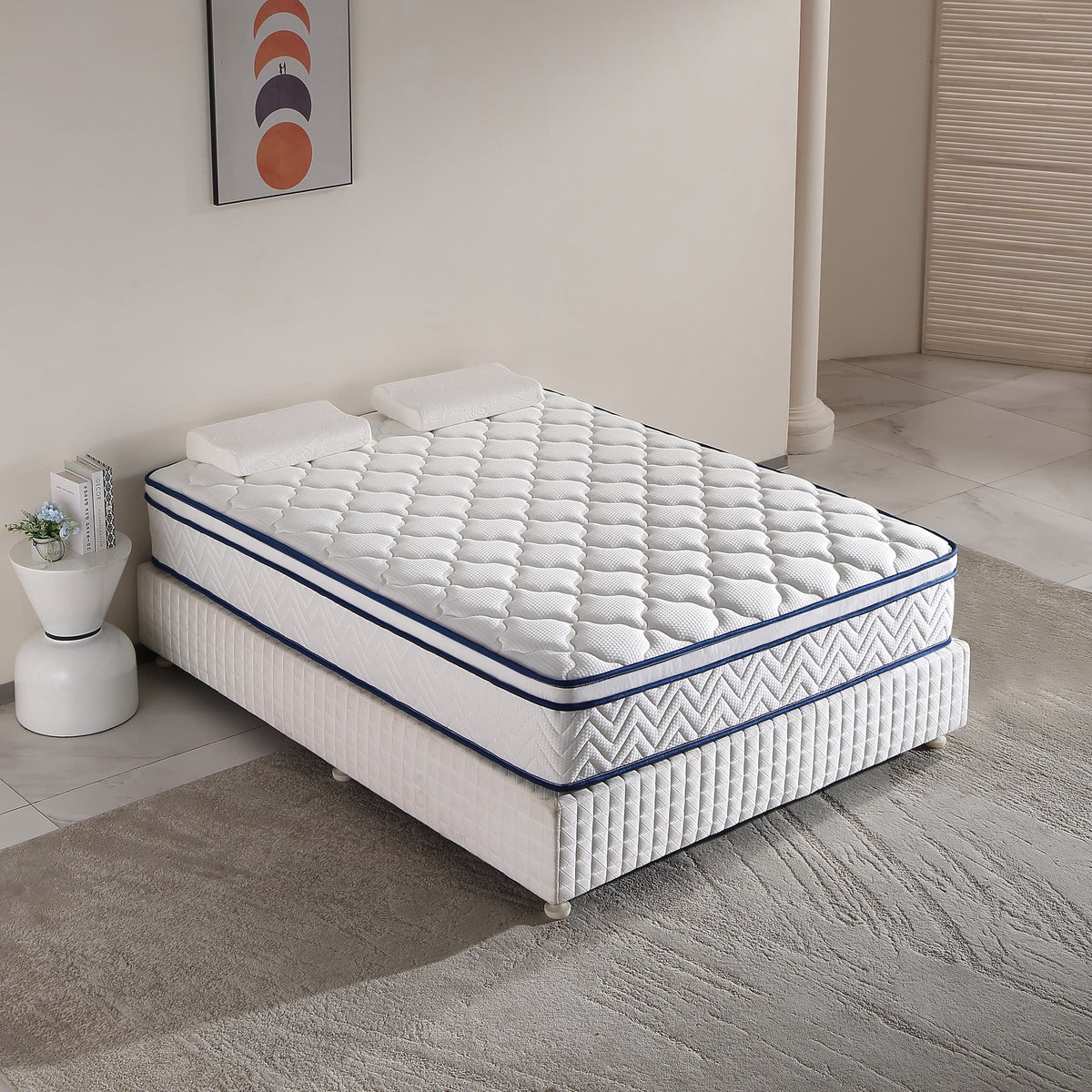 QOFYU Plush Queen Mattress 12 inch, Queen Size Spring HybridGel Memory Foam Mattress, Queen Mattresses in a Box