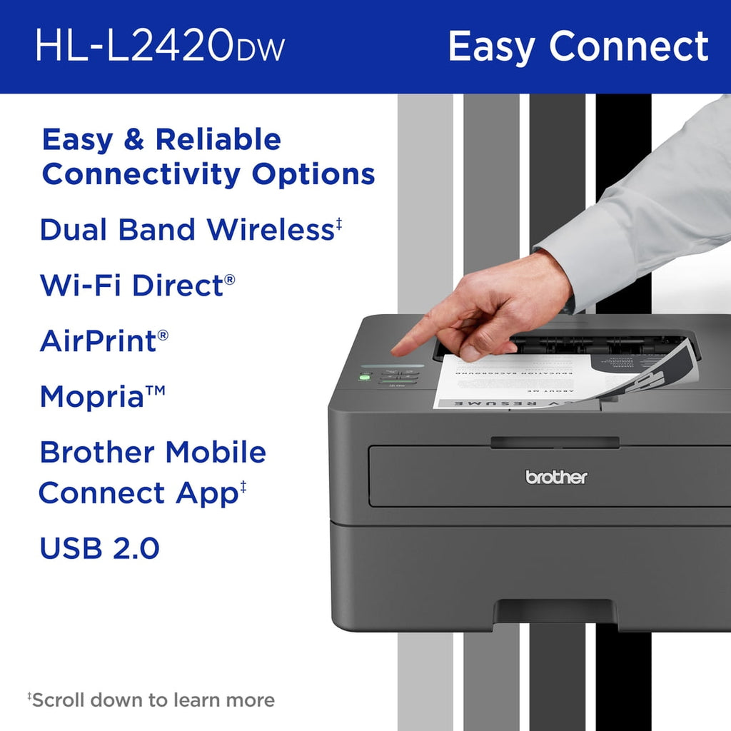 Brother HL-L2420DW Wireless Compact Monochrome Laser Printer with Duplex, Mobile Printing