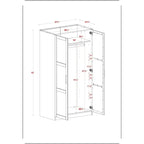 Palace Imports 2-Door Solid Wood Wardrobe Armoire, 37.75 W x 72 H x 23.75 D - Urban