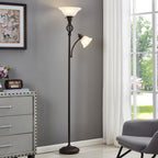 NATYSWAN Torchiere Floor Lamp for Living Room, LED Standing Reading Light for Bedroom with Glass Shade for Living Room Corner Bedroom Home Office