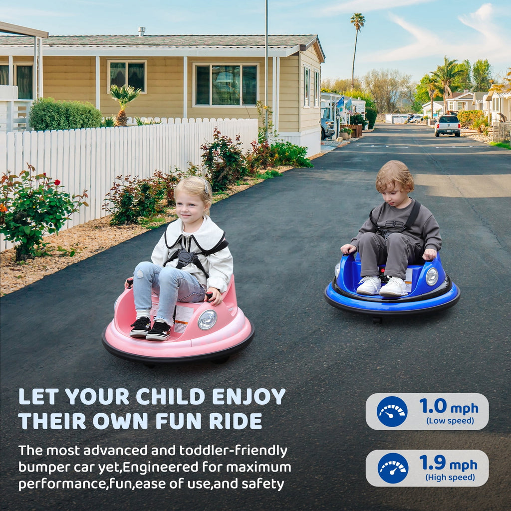 12V Bumper Car,Neche Ride On Toys for Toddlers,360° Spin Toddler Car with Remote,5 LED Lights,Blue