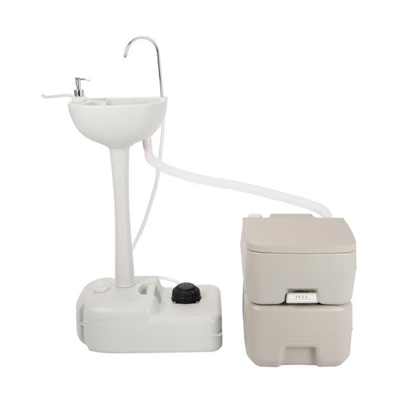 Miekor Portable Sink And Toilet Combo - 5Gal Hand Washing Station And 5.3 Gal Flushing Toilet