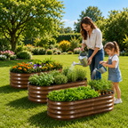 4 Pack 4x2x1 FT Raised Garden Bed Kit, Galvanized Metal Planter Box for Vegetables,fruits,Brown
