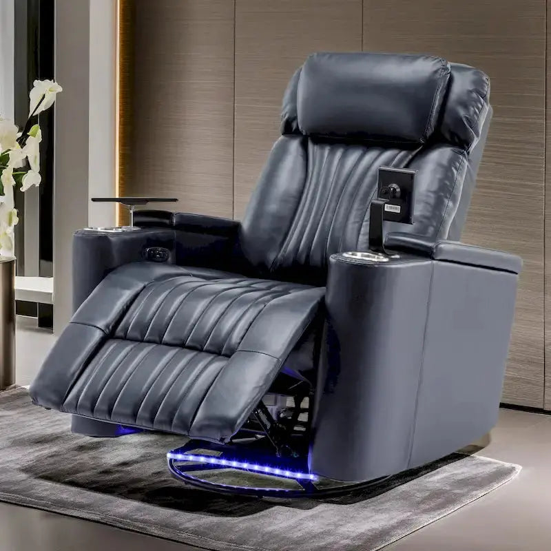 Power Recliner Chair With USB Charging Ports, Cup Holders And Swivel Tray Table - 270-Degree Swivel